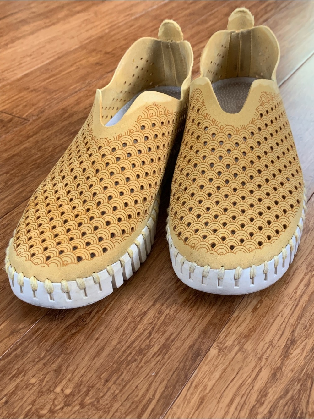Ilse Jacobsen Mustard Yellow Perforated Slip-On Sneakers